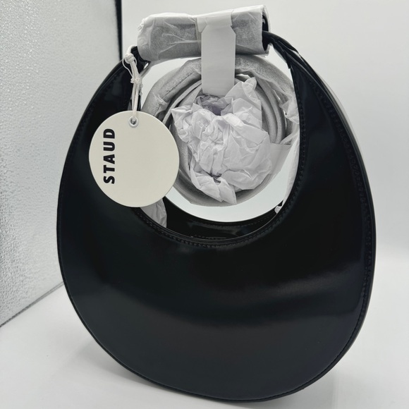 NWT Staud Mini Moon Purse in Polished Black Leather, Crossbody Bag , Brand NEW - Picture 11 of 16